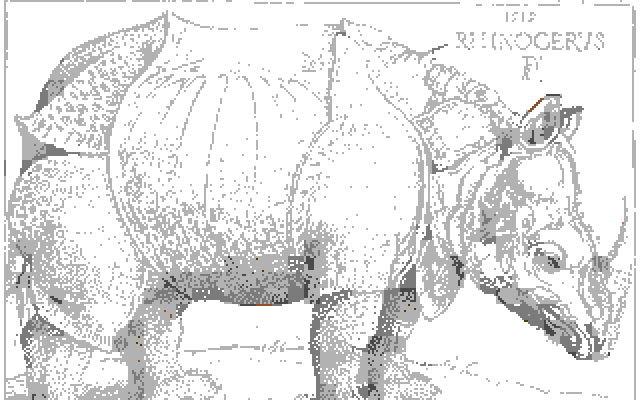 Dürer's Rhinoceros woodcut as a hires bitmap