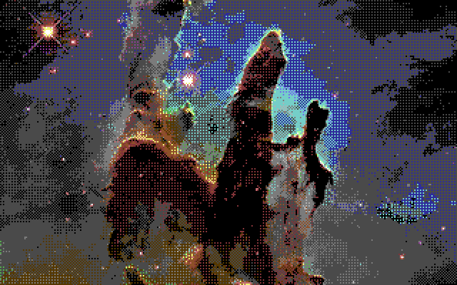 The Pillars of Creation in hires with 16 colors per pixel