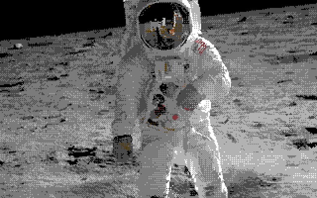 Buzz Aldrin on the Moon as hires with sprites