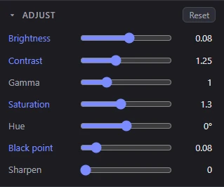 The Adjust panel