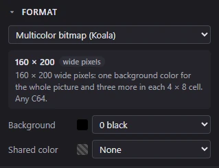 The Format panel's Background and Shared color