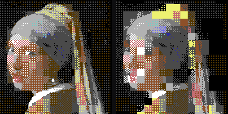 Hires + sprites with its sprites, and the bitmap alone with the sprites off