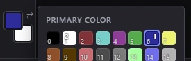 The paint color chips with the primary color's pop-up of the 16 C64 colors