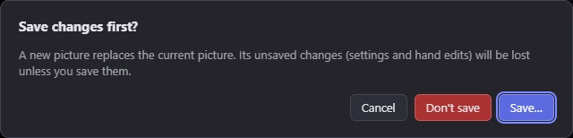 Save changes first? with Cancel, Don't save and Save…